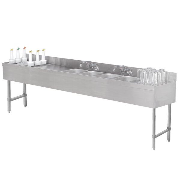 Advance Tabco SLC84CL Four Compartment Stainless Steel Bar Sink and