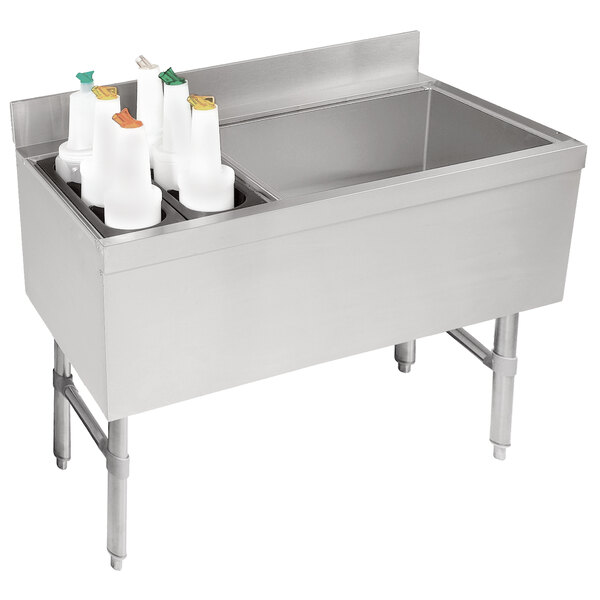 Advance Tabco CRCI-48LR-7 Stainless Steel Ice Bin and Storage Rack Combo with 7-Circuit Cold Plate - 48" x 21"