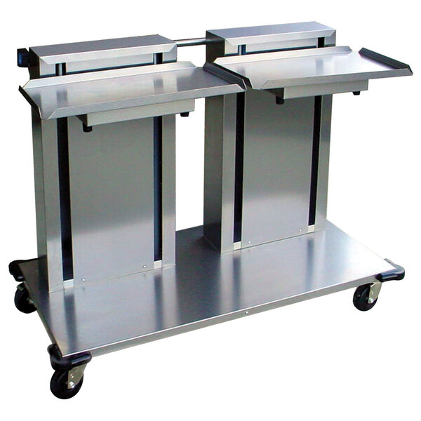 Lakeside 2816 Stainless Steel Double Platform Mobile Cantilever Tray Dispenser for 10" x 20" Trays