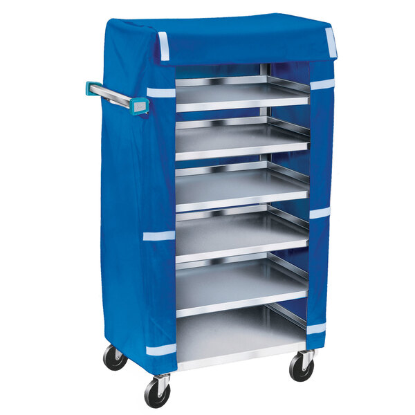 Lakeside 437 Stainless Steel Economy Tray Cart with Blue Cover - 6 Tray Capacity