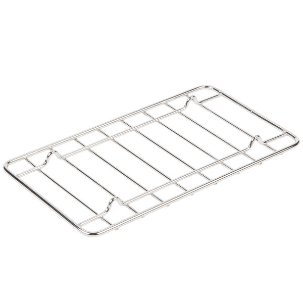 An Avantco metal hot dog rack with wire grid.