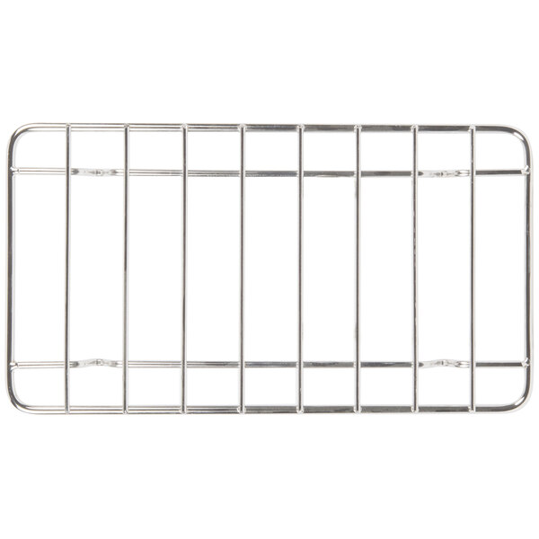 An Avantco metal hot dog rack with four bars on it.