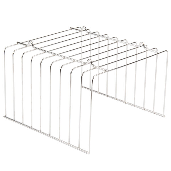 An Avantco metal bun rack with wire shelves.