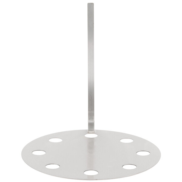 An Avantco steam plate with a metal stand and holes in the middle.