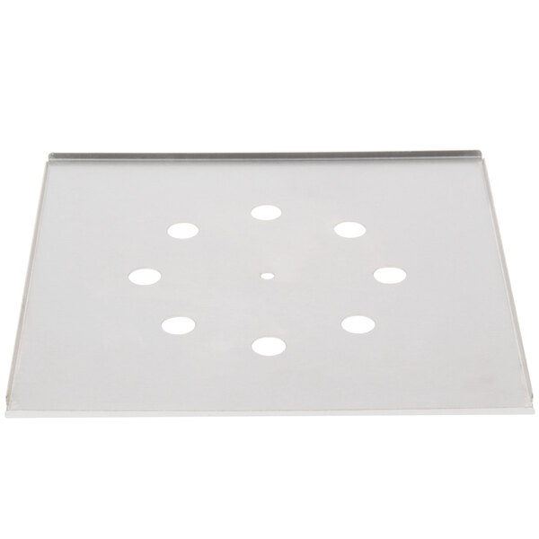 A white rectangular tray with holes in it.