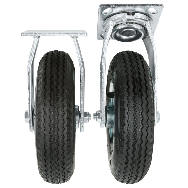 Rubbermaid FG4592000000 8" Pneumatic Rigid and Swivel Plate Casters for Rubbermaid Carts 4/Set