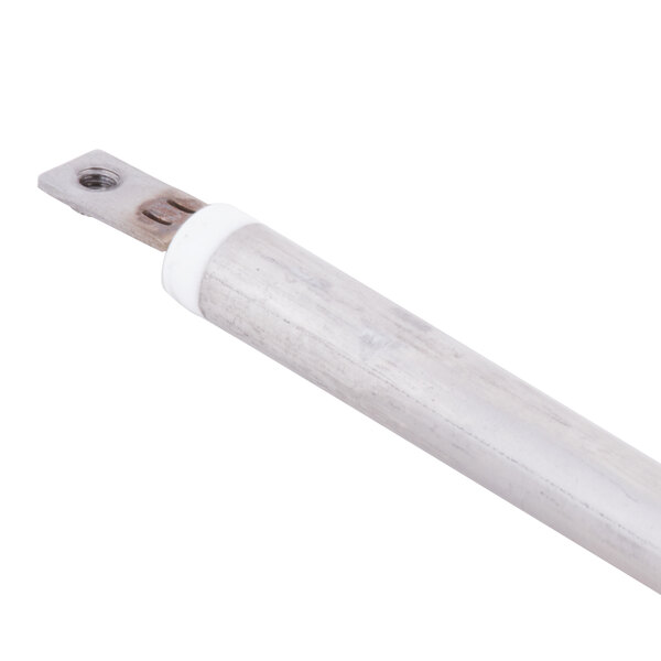 An Avantco white metal heating rod with a white band.