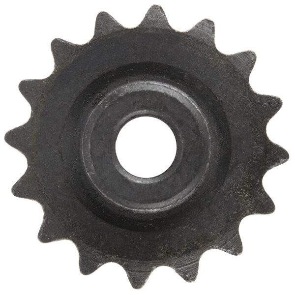 A close-up of a black gear.