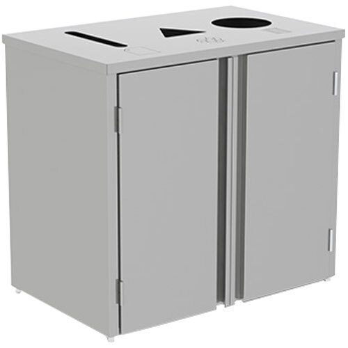 Lakeside 3315 Stainless Steel Rectangular Refuse / Recycle / Paper Station with Top Access - 37 1/2" x 23 1/4" x 34 1/2"