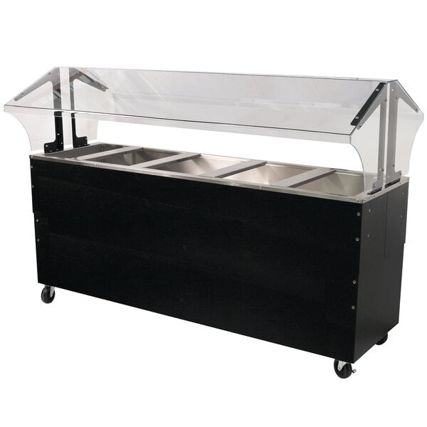 A black Advance Tabco buffet table with open wells filled with ice.
