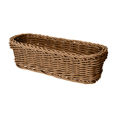 A rectangular honey colored plastic basket.