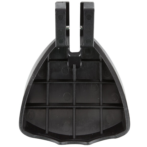 A black plastic Avantco tap handle holder with holes.