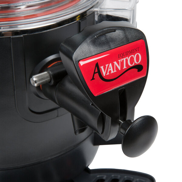 An Avantco espresso machine with a black and red tap handle.