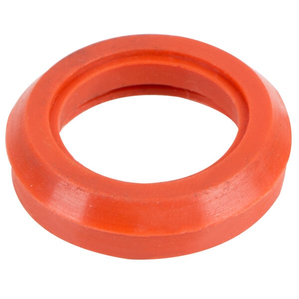 An orange rubber gasket with a hole in the middle.