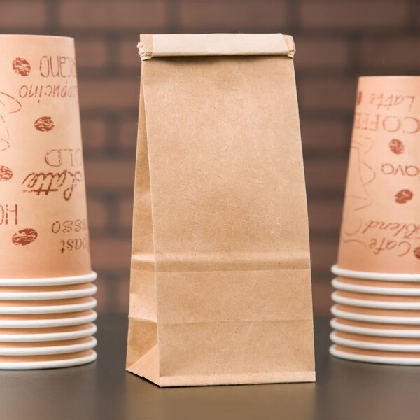 1/2 lb. Brown Kraft Customizable Paper Coffee Bag with Reclosable Tin Tie - 1000/Case