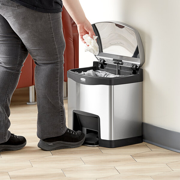 Rubbermaid® 1901982 Slim Jim Stainless Steel Black Accent