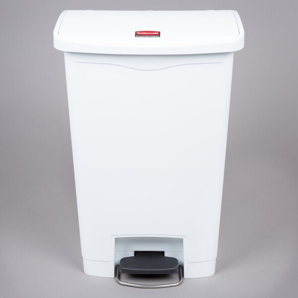 Rubbermaid 13-Gallons White Plastic Kitchen Trash Can with Lid