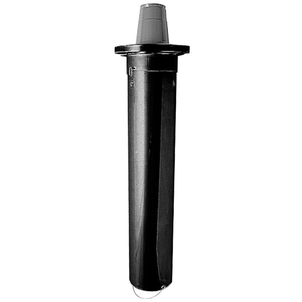 A black cylinder with a metal cap.