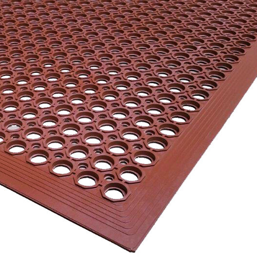 Cactus Mat 2522-R15 VIP TopDek Senior 3' x 14' 8" Red Heavy-Duty Grease-Resistant Anti-Fatigue Floor Mat - 1/2" Thick