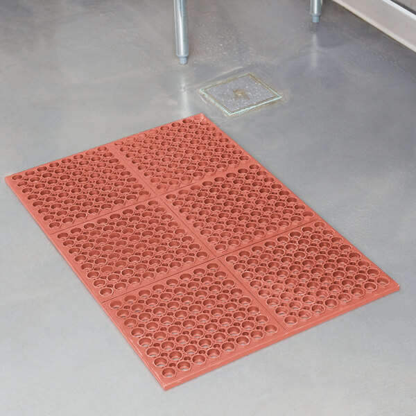 Lavex 3' x 5' Heavy-Duty Red Rubber Straight Edge Grease-Resistant  Anti-Fatigue Floor Mat - 3/4 Thick