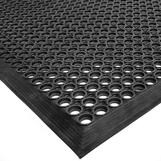 Black General-Purpose 3 X 10 Rubber Commercial Anti-Fatigue Drainage Mat 1/2 Thickness 