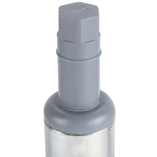 A grey plastic tube with a grey plastic nut.