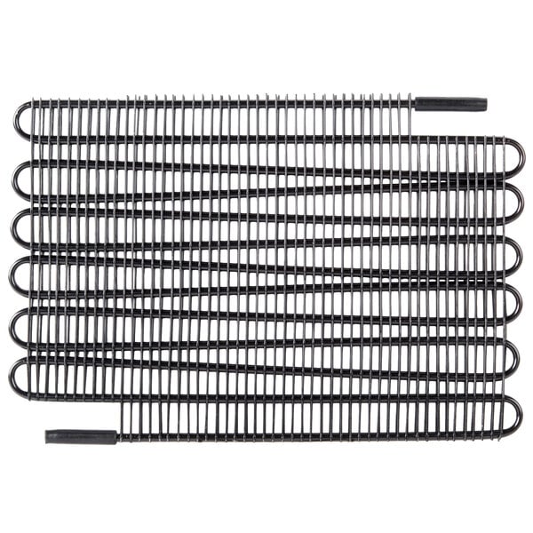 A black wire condenser coil grid for an Avantco refrigerated beverage dispenser on a white background.