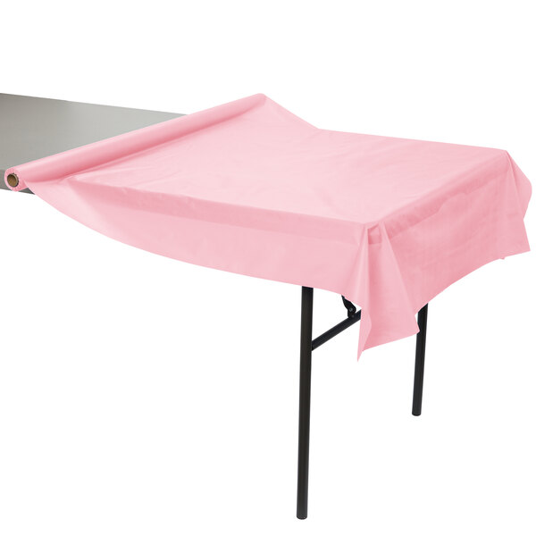 Creative Converting 014005 100' Classic Pink Disposable Plastic Table Cover