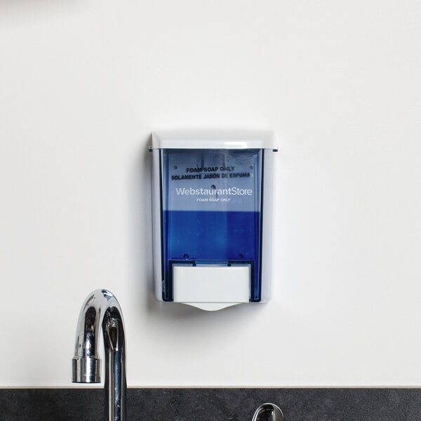 30 oz. White Bulk Foam Hand Soap and Sanitizer Dispenser (IMP 9335) - 4 1/2" x 4" x 6 1/4"