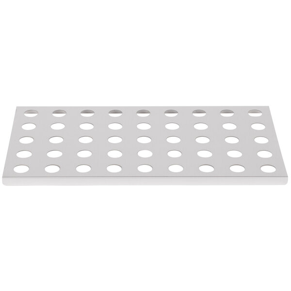 A white rectangular tray with holes.