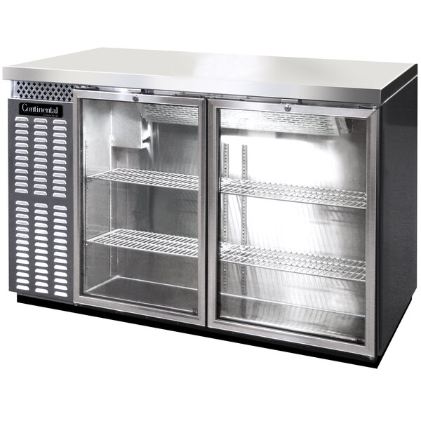 Continental Refrigerator BB50NSSGD 50" Stainless Steel Glass Door Back Bar Refrigerator