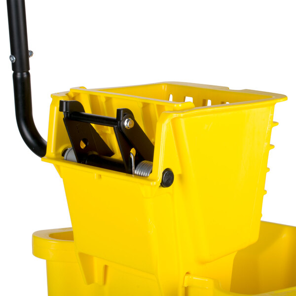 Continental 335312YW 35 Qt. Yellow Splash Guard Mop Bucket with SidePress Wringer