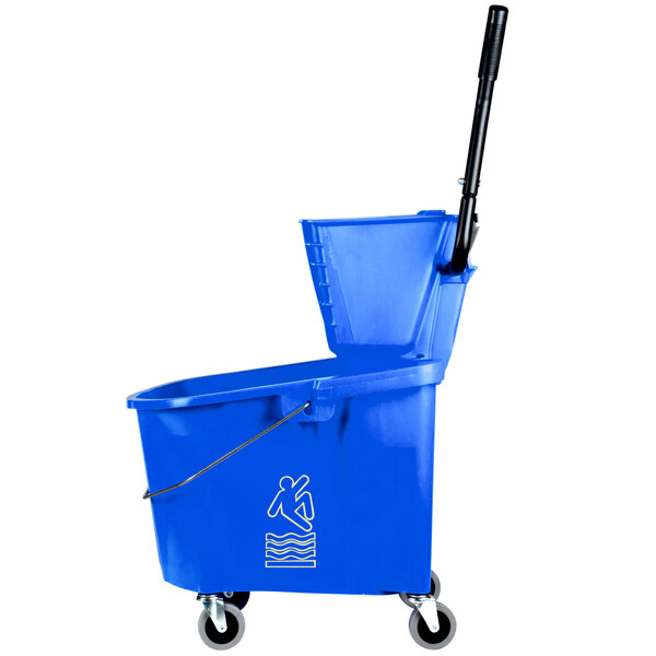 Continental 335312BL 35 Qt. Blue Splash Guard Mop Bucket with Side