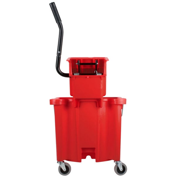 Continental 335312RD 35 Qt. Red Splash Guard Mop Bucket with Side