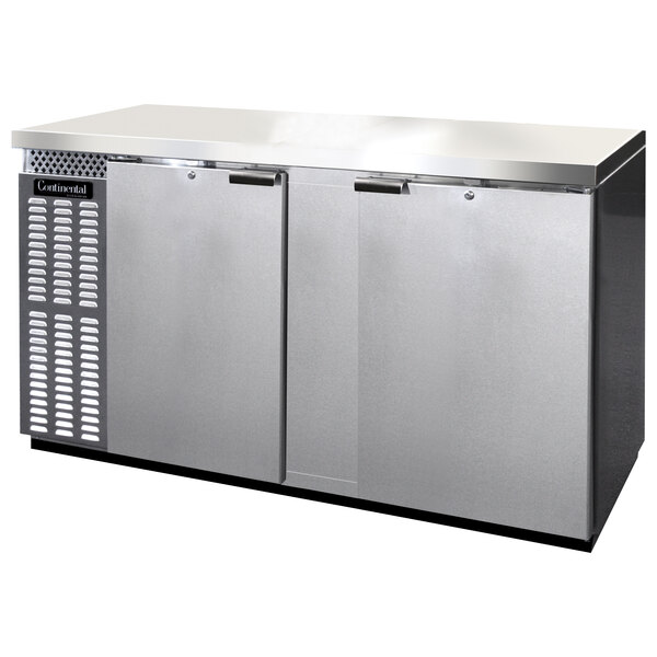 A stainless steel Continental Refrigerator with two doors.