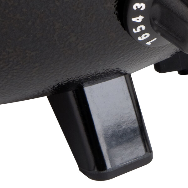 A close-up of a black metal replacement leg for an Avantco S600 soup kettle.