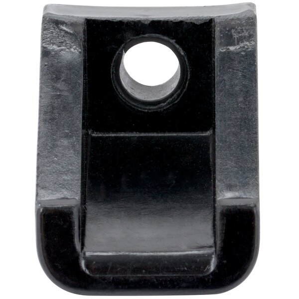 A black metal Avantco replacement leg with a hole in it.