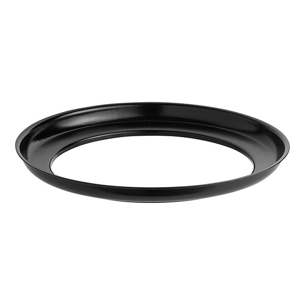 An Avantco black plastic adapter ring for soup kettles.