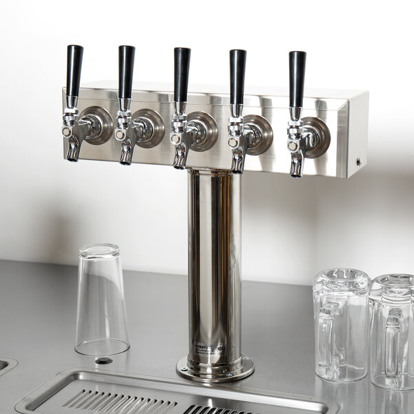 Beverage-Air 406-075A Polished Stainless Steel 5 Tap Beer Tower - 3" Column