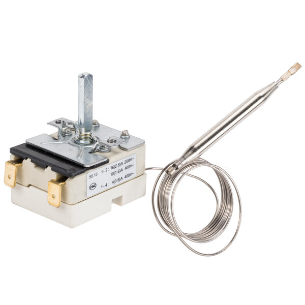 An Avantco replacement infinite control with a wire and metal rod.