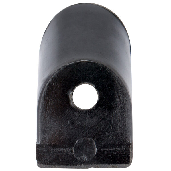 A black metal Avantco replacement leg with a hole in it.