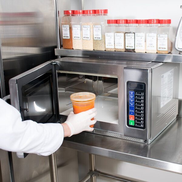 Waring WMO120 Stainless Steel Commercial Microwave with Push Button