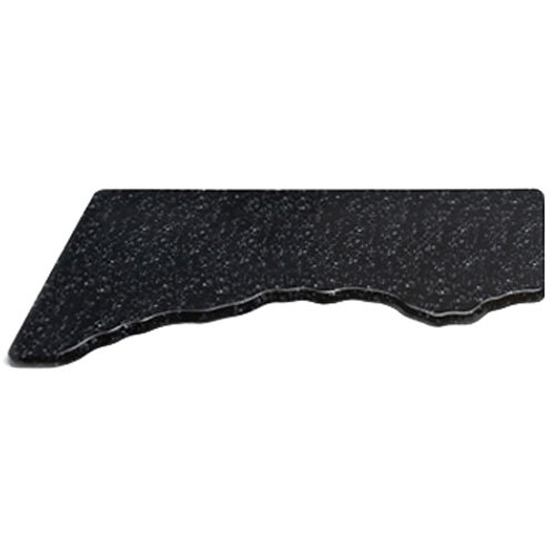 A black granite riser with a black and white speckled surface and three straight edges.