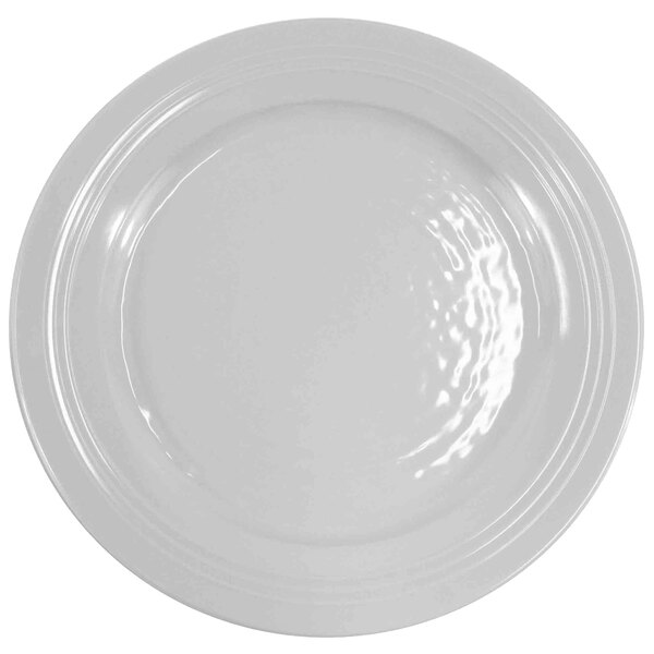 An Elite Global Solutions white melamine plate with a circular rim.
