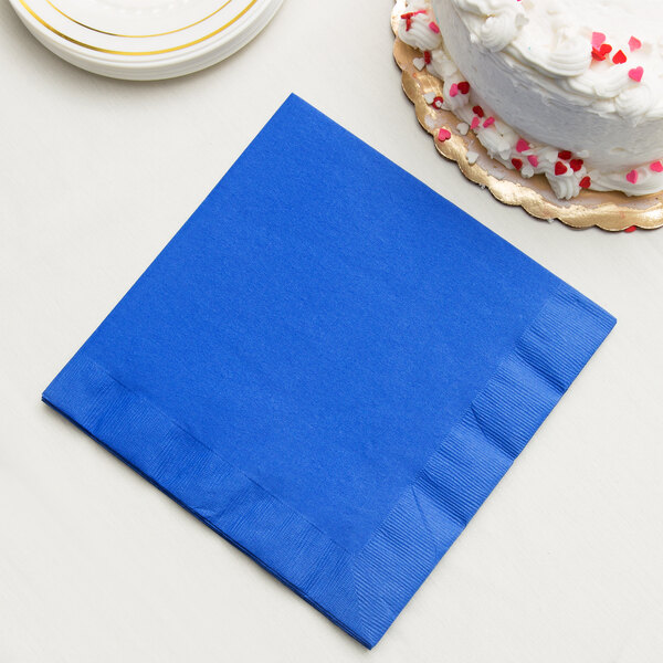 Cobalt Blue 3-Ply Dinner Napkins, Paper - Creative Converting 593147B - 250/Case