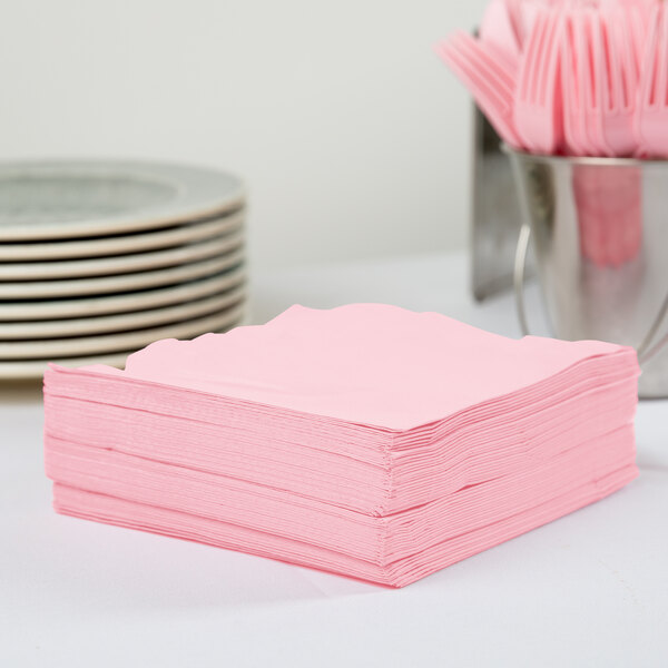Creative Converting 58158B Classic Pink 3-Ply 1/4 Fold Luncheon Napkin - 500/Case