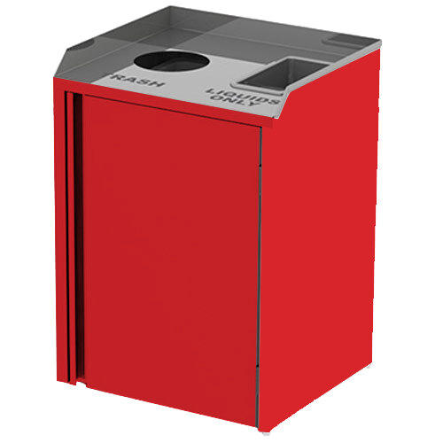 Lakeside 3420RD Rectangular Stainless Steel Liquid / Cup Refuse Station with Top Access and Red Laminate Finish - 26 1/2" x 23 1/4" x 34 1/2"