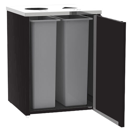 Lakeside 3412B Stainless Steel Rectangular Refuse / Recycling Station with Top Access and Black Laminate Finish - 26 1/2" x 23 1/4" x 34 1/2"