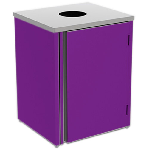 A Lakeside purple and stainless steel refuse station with top access.