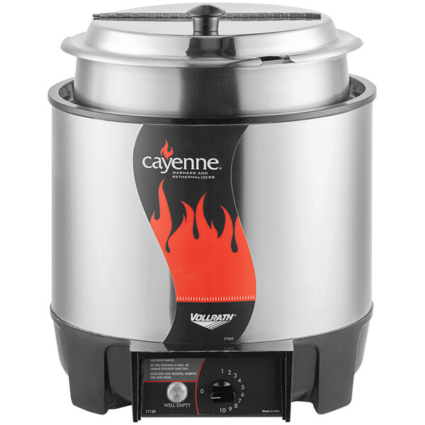 Vollrath 72018 Cayenne 7 Qt. Round "Heat 'n Serve" Rethermalizer / Warmer Package with Inset and Cover - 120V, 800W